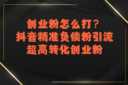 创业粉怎么打？抖音精准负债粉引流，超高转化创业粉_泡桐学堂