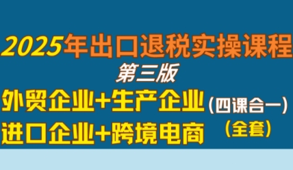 2025年出口退税实操课程，外贸企业+生产企业+进口企业+跨境电商_泡桐学堂