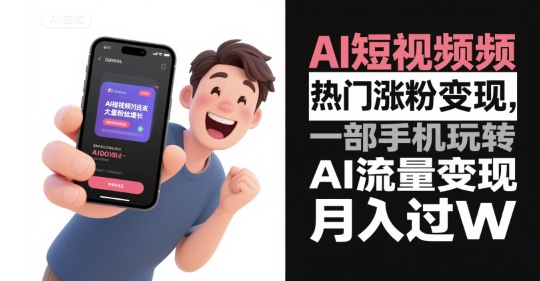 AI短视频热门涨粉变现，一部手机玩转AI流量变现，月入过W_泡桐学堂