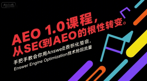 AEO 1.0 课程，从SEO到AE0的基命性转变，手把手教会你用AnswerEngineOptimization技术抢回流量_泡桐学堂