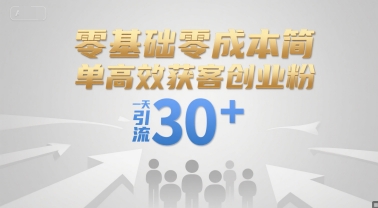 零基础零成本简单高效获客创业粉，一天引流30+_泡桐学堂