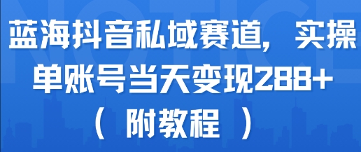 蓝海抖音私域赛道，实操单账号当天变现288+(附教程)_泡桐学堂