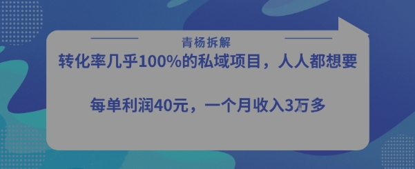 转化率最高的私域项目，每单利润40-50米，月入过1w_泡桐学堂