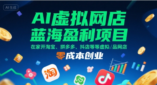 AI虚拟网店蓝海盈利项目，在家开淘宝、拼多多、抖店等虚拟品网店，零成本创业_泡桐学堂