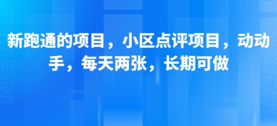 新跑通的项目，小区点评项目，动动手，每天两张，长期可做_泡桐学堂