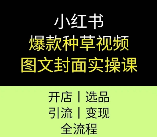 小红书爆款种草视频图文封面实操课，开店、选品、引流、变现全流程_泡桐学堂