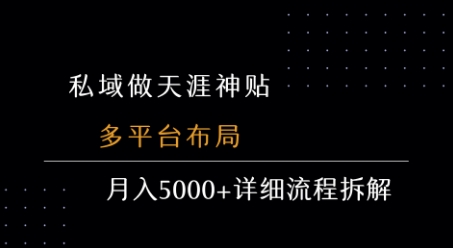 私域做天涯神贴 多平台布局 月入5k+详细流程拆解_泡桐学堂